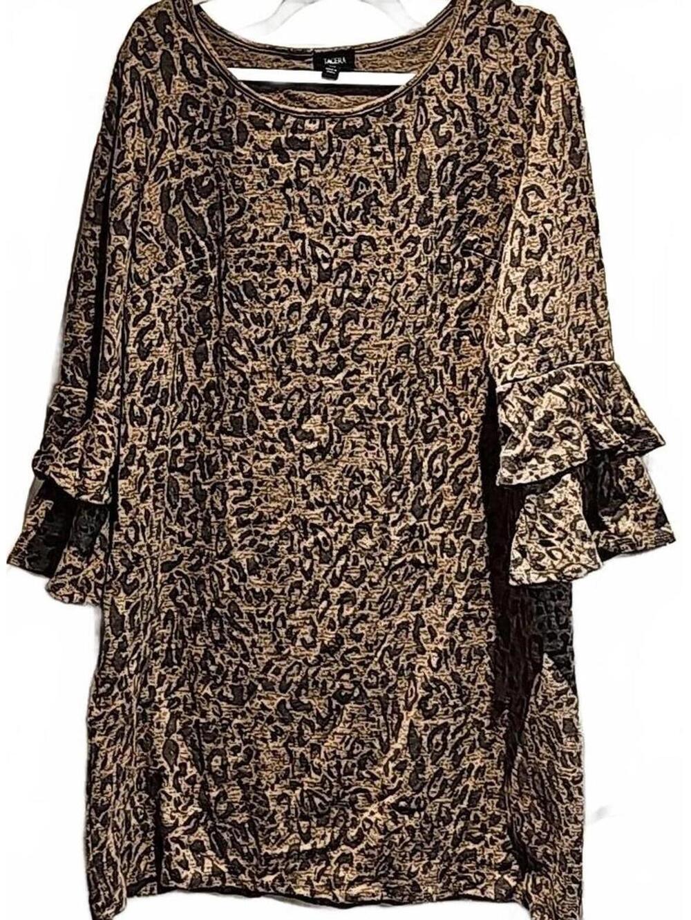 Tacera leopard dress with ruffle sleeves size 1X
